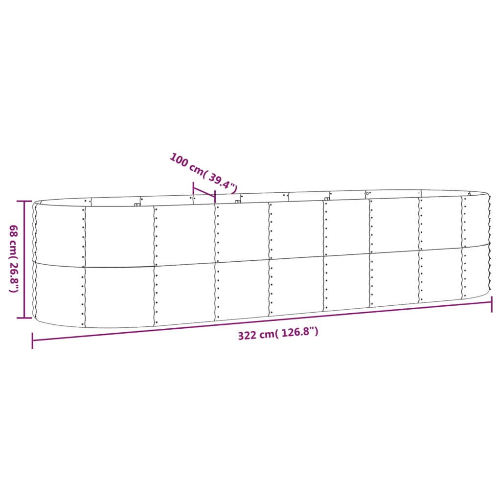 Garden Raised Bed | Green | Powder-coated steel | Large