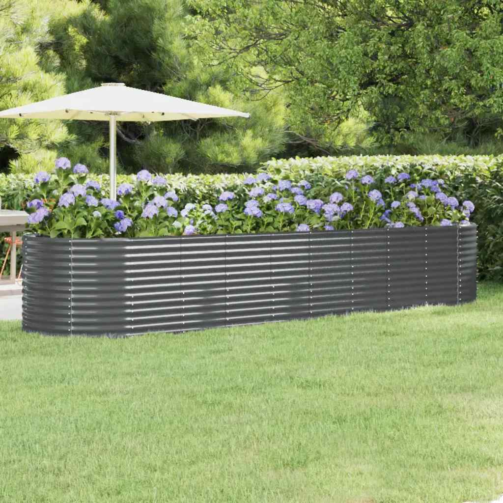Garden Raised Bed | Anthracite | Powder-coated steel | 396x100x68 cm