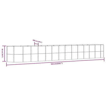Garden Raised Bed Silver 554x100x68 cm Powder-coated Steel
