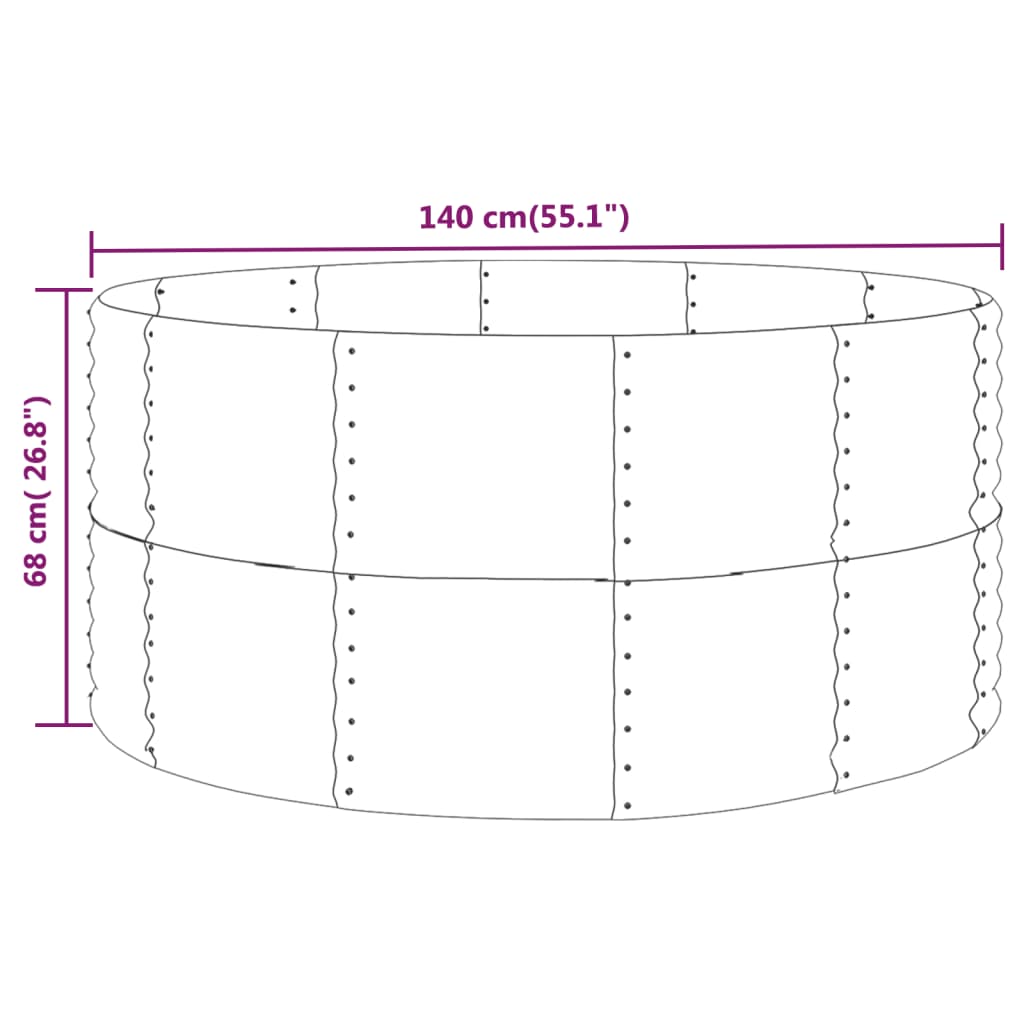 Garden Raised Bed Green 140x140x68 cm Galvanised Steel
