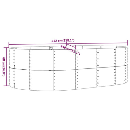 Garden Raised Bed Grey 212x140x68 cm Galvanised Steel