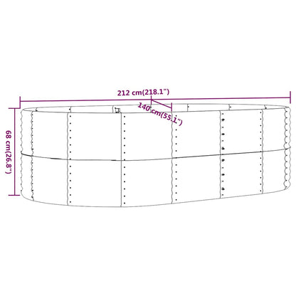 Garden Raised Bed Anthracite 212x140x68 cm Galvanised Steel