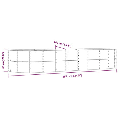 Garden Raised Bed Brown 367x140x68 cm Galvanised Steel
