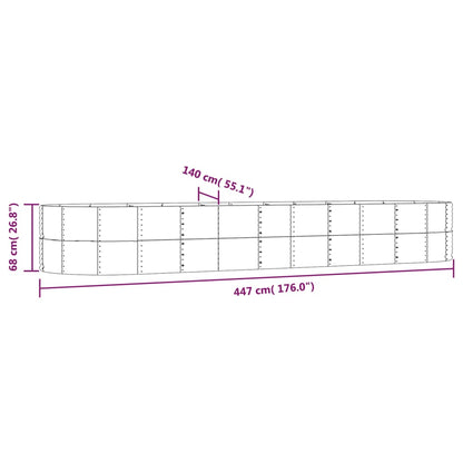 Garden Raised Bed Grey 447x140x68 cm Galvanised Steel