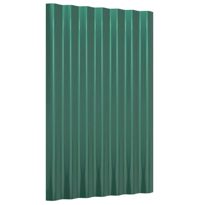 Roof Panels 12 pcs Galvanised Steel Green 60x36 cm