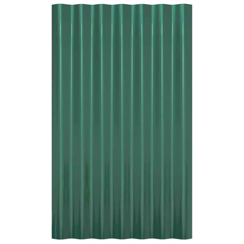 Roof Panels 12 pcs Galvanised Steel Green 60x36 cm