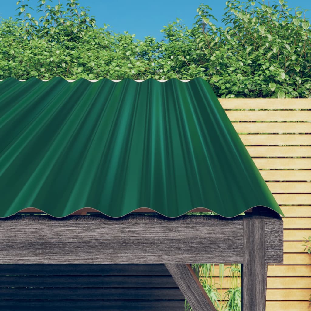 Roof Panels 12 pcs Galvanised Steel Green 60x36 cm