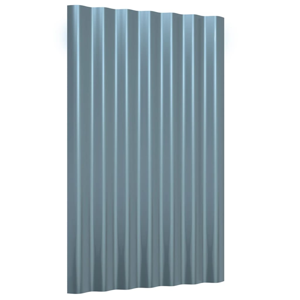 Roof Panels 12 pcs Galvanised Steel Grey 60x36 cm