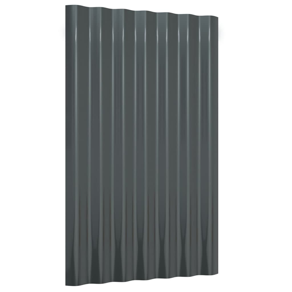 Roof Panels 12 pcs Galvanised Steel Anthracite 60x36 cm