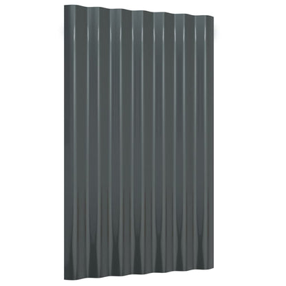 Roof Panels 12 pcs Galvanised Steel Anthracite 60x36 cm