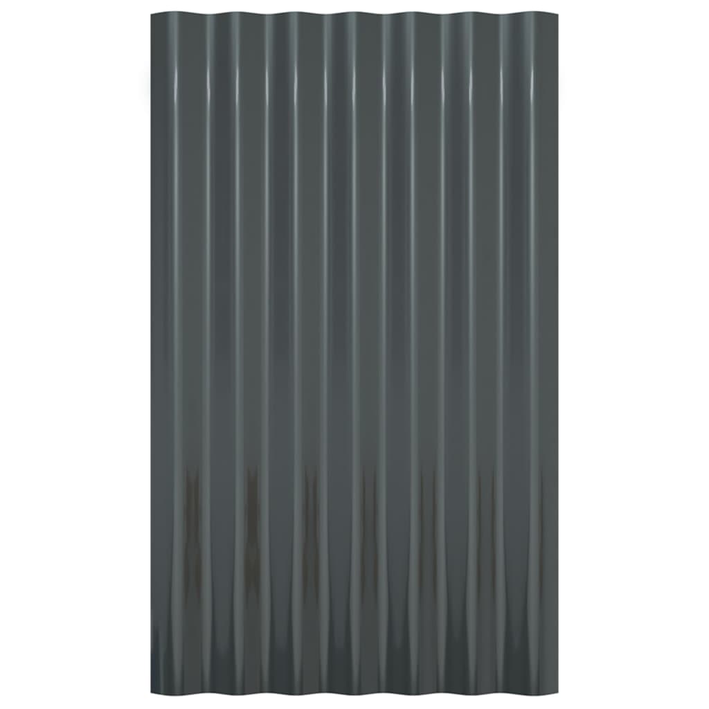Roof Panels 12 pcs Galvanised Steel Anthracite 60x36 cm