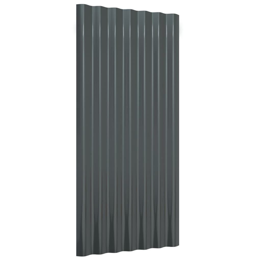 Roof Panels 12 pcs Galvanised Steel Anthracite 80x36 cm