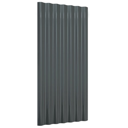 Roof Panels 12 pcs Galvanised Steel Anthracite 80x36 cm