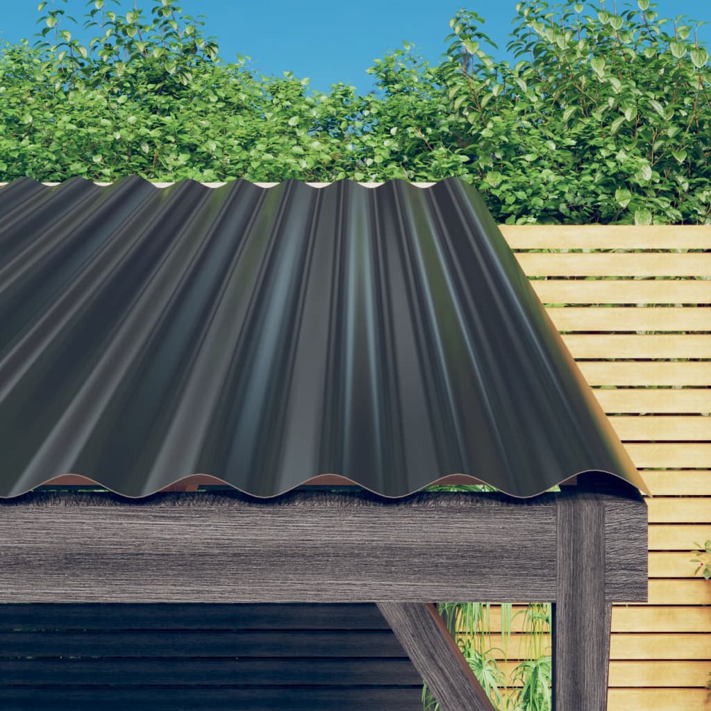 Roof Panels 12 pcs Galvanised Steel Anthracite 80x36 cm