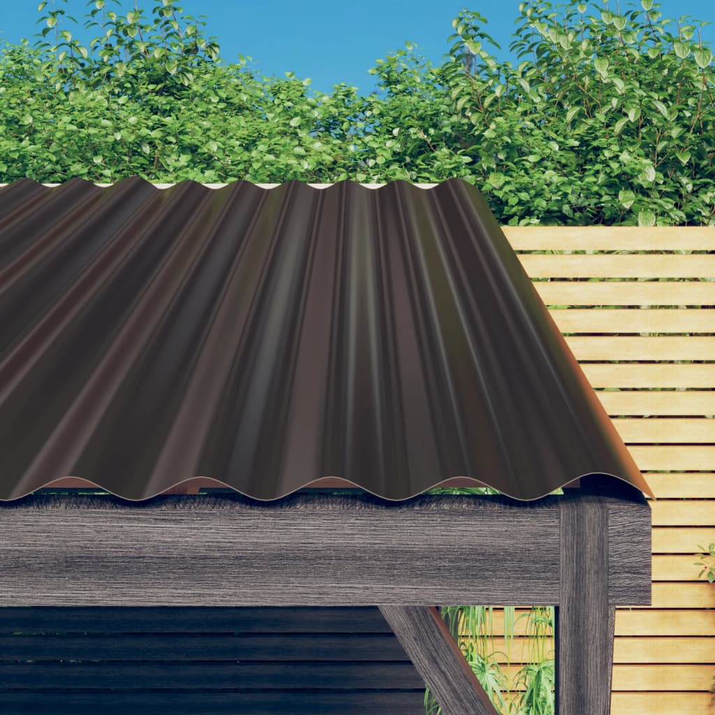 Roof Panels 36 pcs Galvanised Steel Brown 80x36 cm