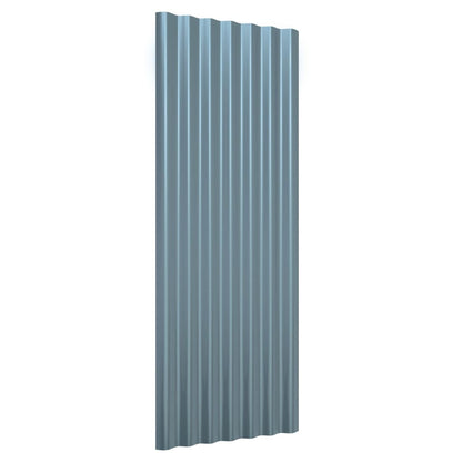 Roof Panels 12 pcs Galvanised Steel Grey 100x36 cm