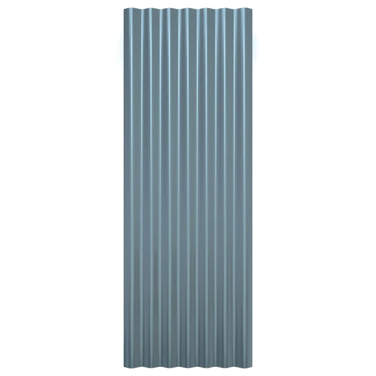 Roof Panels 12 pcs Galvanised Steel Grey 100x36 cm