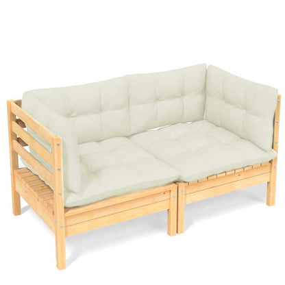 2-Seater Garden Sofa with Cream Cushions Solid Pinewood
