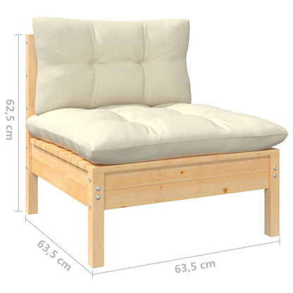 8 Piece Garden Lounge Set with Cream Cushions Pinewood