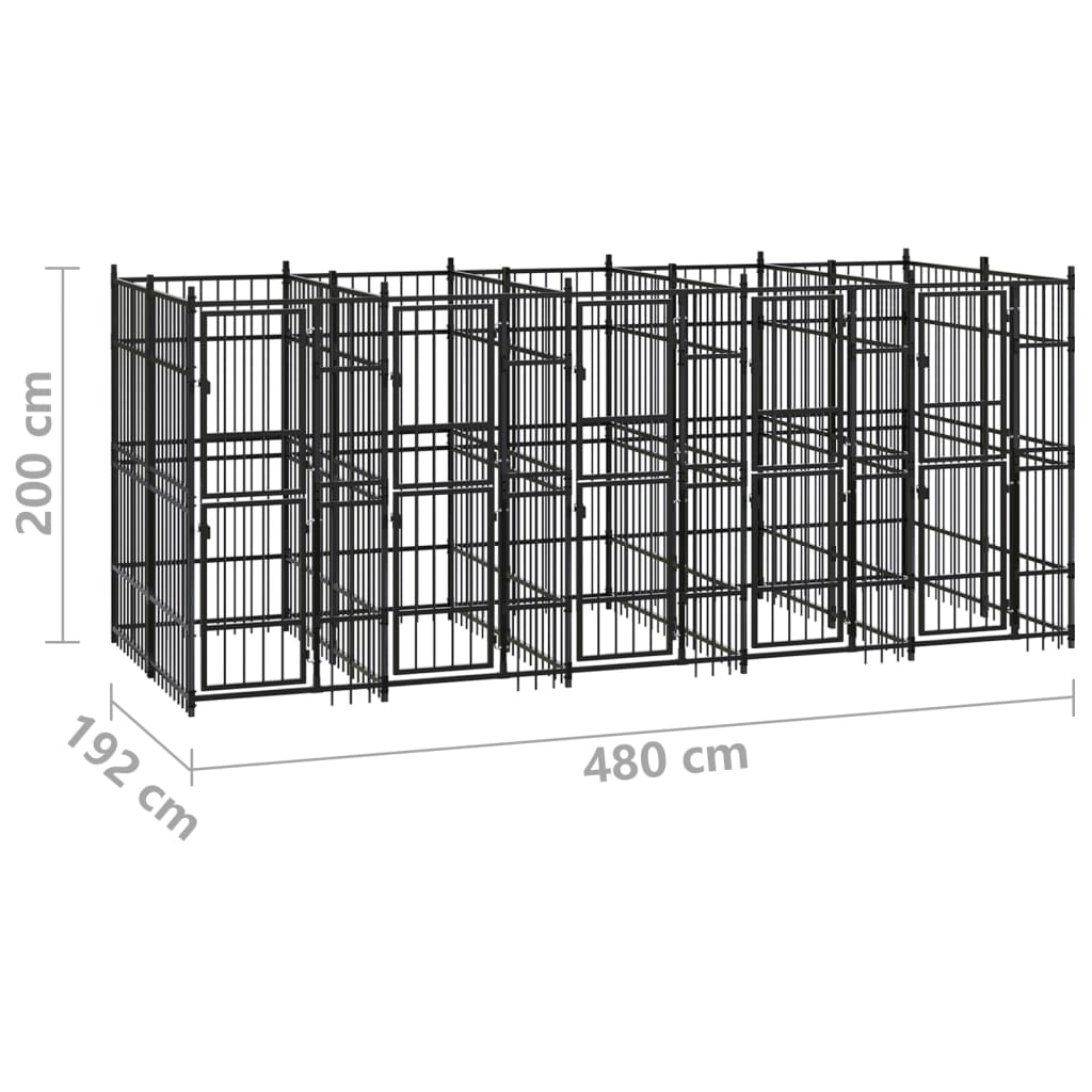 Outdoor Dog Kennel Steel 9.22 m²