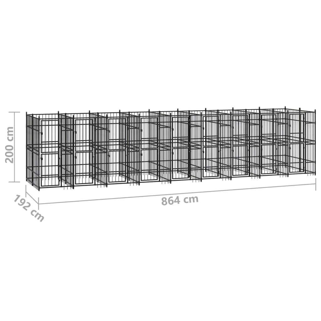 Outdoor Dog Kennel Steel 16.59 m²