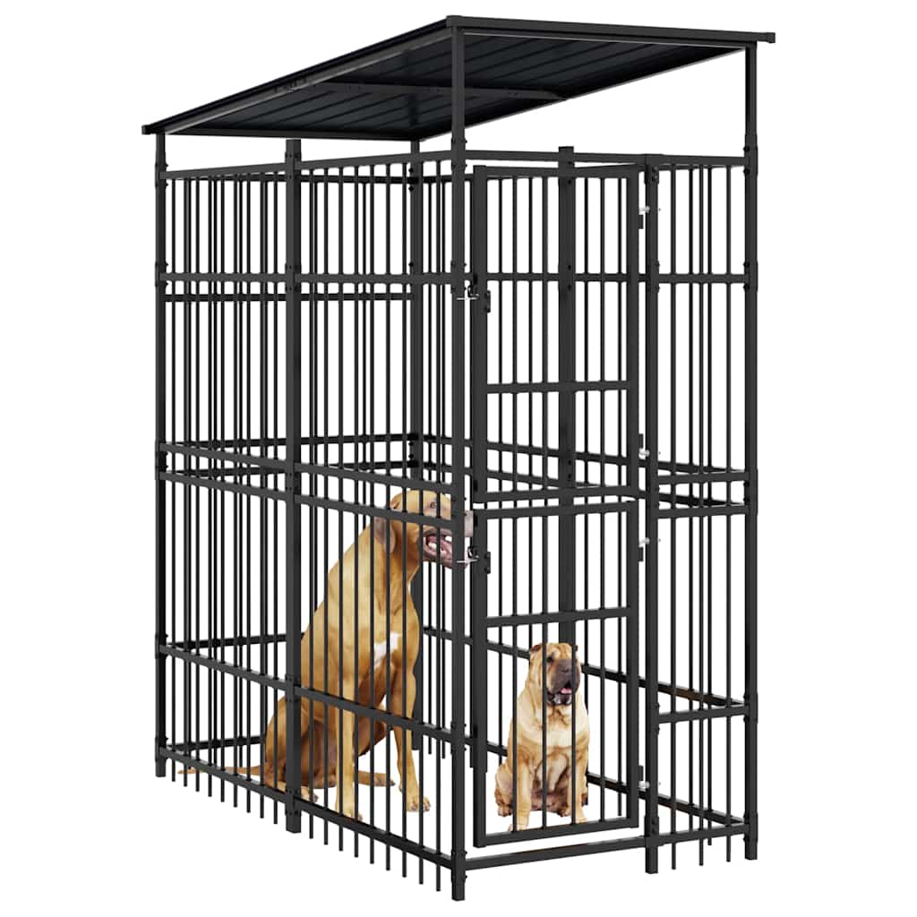 Outdoor Dog Kennel with Roof Steel 1,84 m²