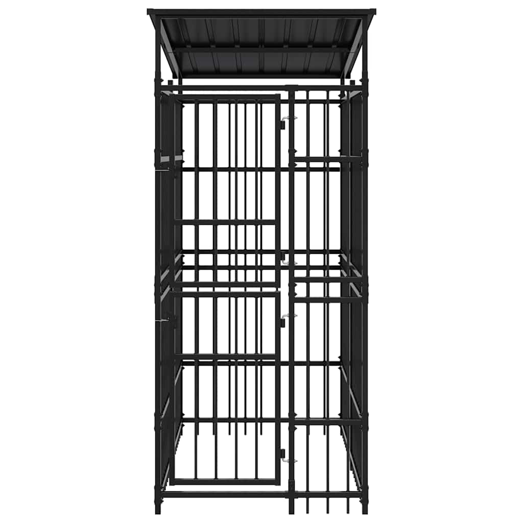 Outdoor Dog Kennel with Roof Steel 1.84 m²