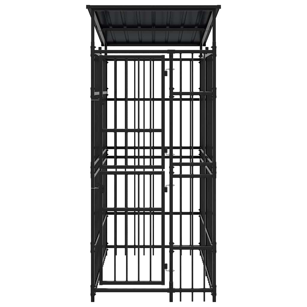 Outdoor Dog Kennel with Roof Steel 1,84 m²