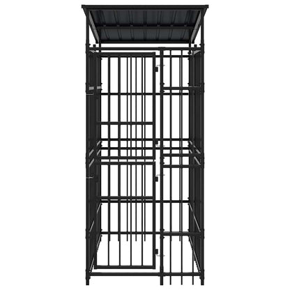 Outdoor Dog Kennel with Roof Steel 1,84 m²