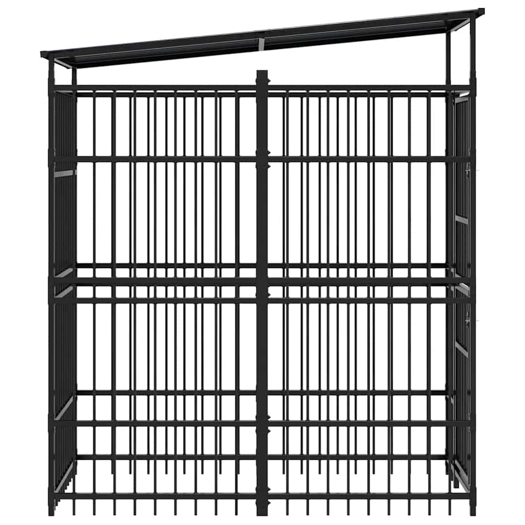Outdoor Dog Kennel with Roof Steel 1.84 m²