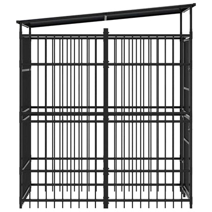 Outdoor Dog Kennel with Roof Steel 1.84 m²