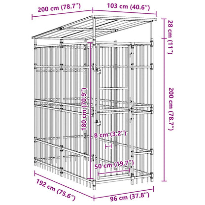 Outdoor Dog Kennel with Roof Steel 1.84 m²