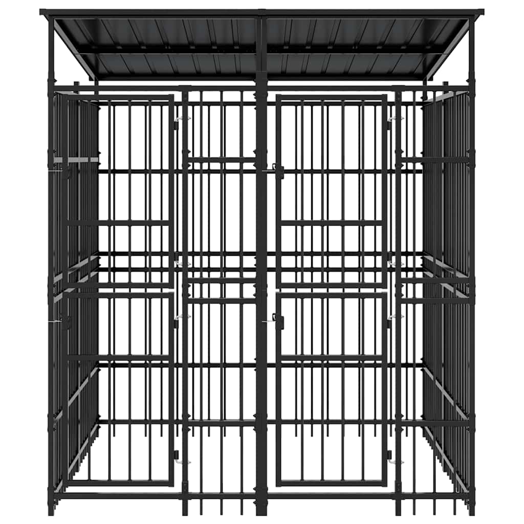 Outdoor Dog Kennel with Roof Steel 3.69 m²