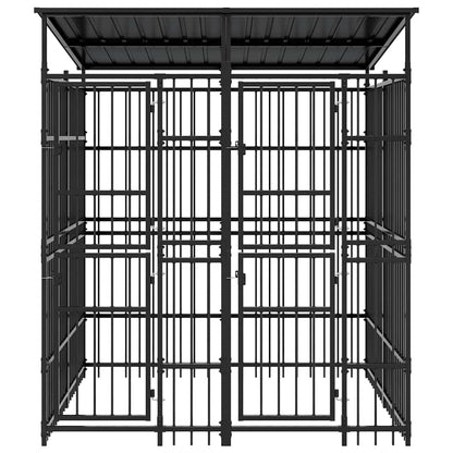 Outdoor Dog Kennel with Roof Steel 3.69 m²