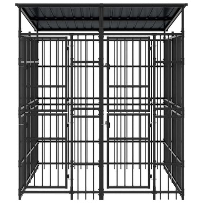 Outdoor Dog Kennel with Roof Steel 3,69 m²