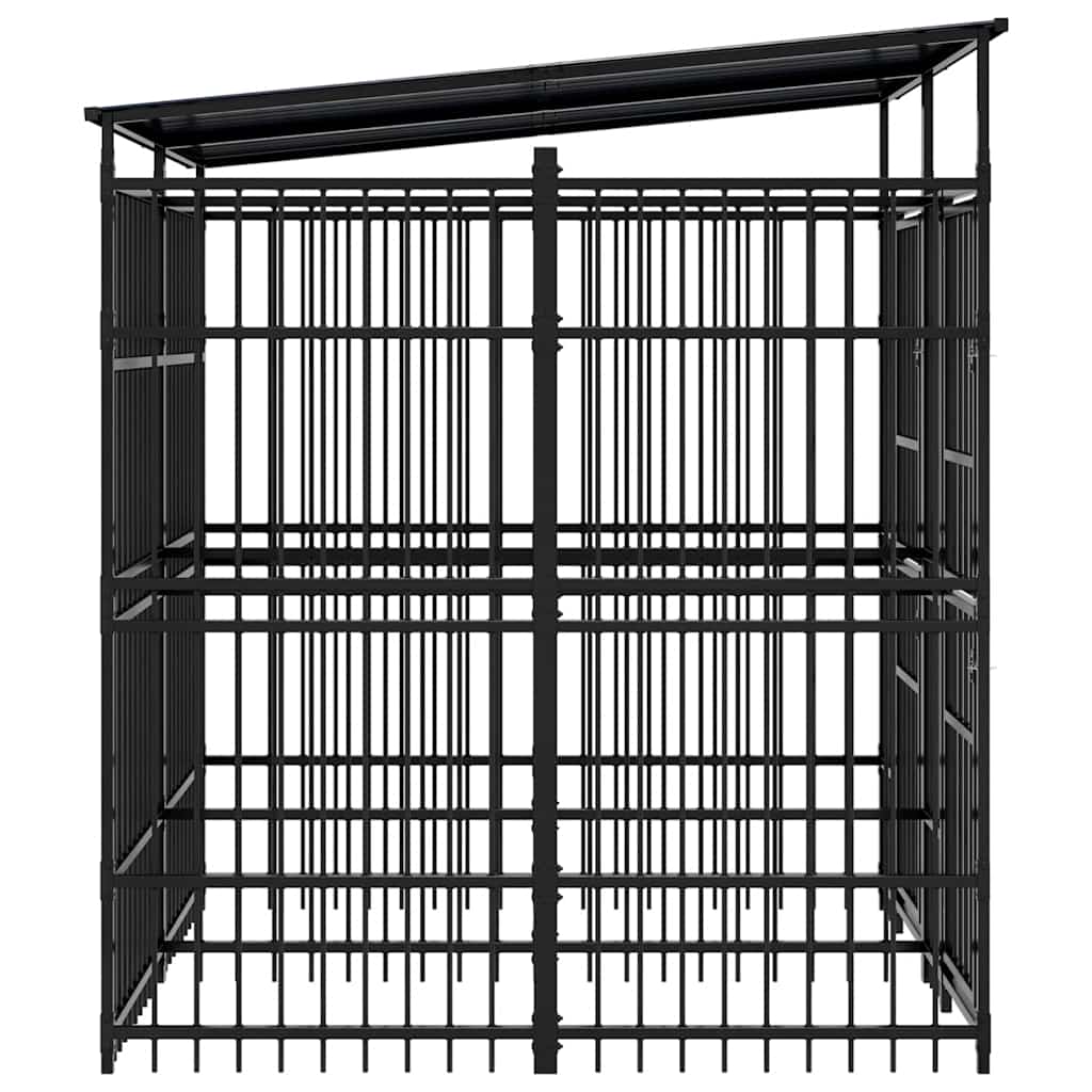 Outdoor Dog Kennel with Roof Steel 3.69 m²