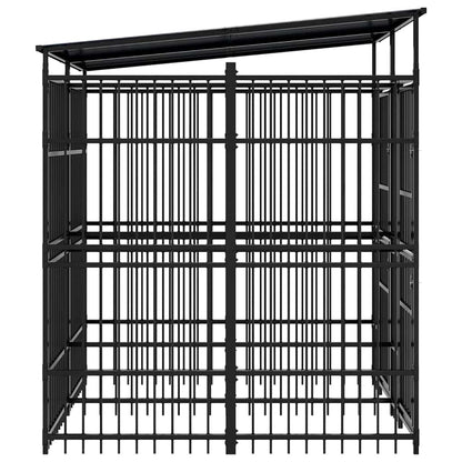 Outdoor Dog Kennel with Roof Steel 3.69 m²