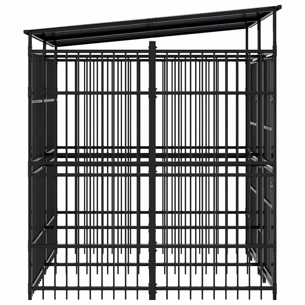 Outdoor Dog Kennel with Roof Steel 3.69 m²