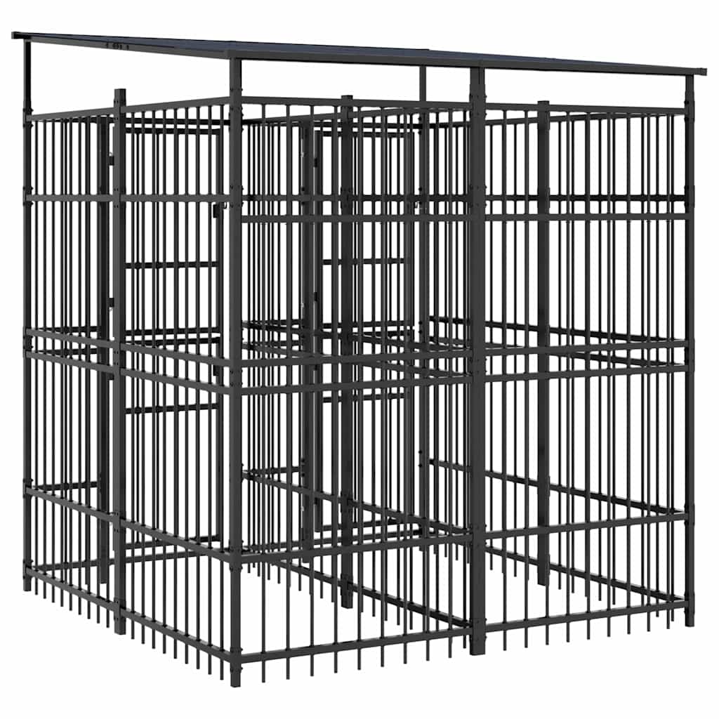 Outdoor Dog Kennel with Roof Steel 3,69 m²