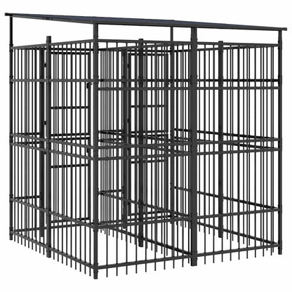 Outdoor Dog Kennel with Roof Steel 3,69 m²