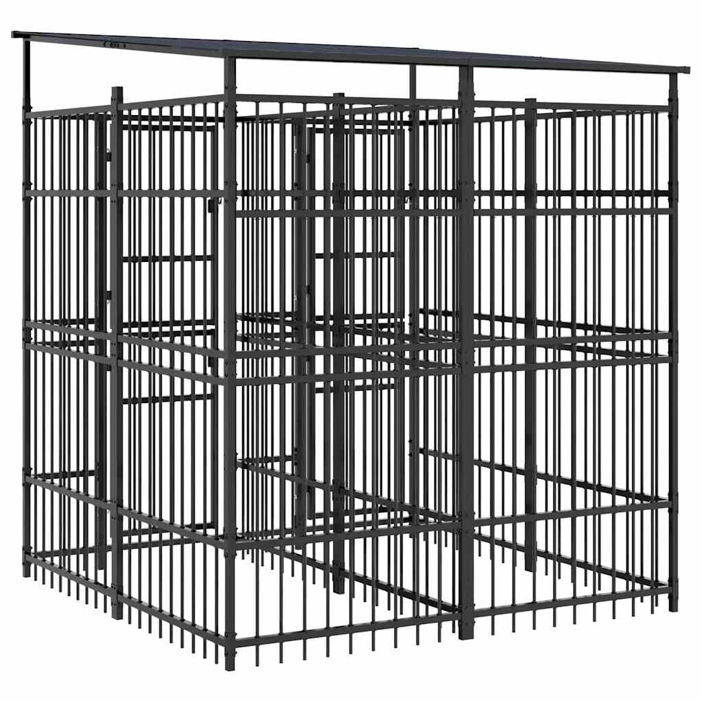 Outdoor Dog Kennel with Roof Steel 3.69 m²