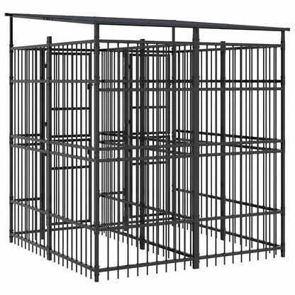 Outdoor Dog Kennel with Roof Steel 3.69 m²