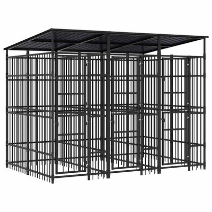 Outdoor Dog Kennel with Roof Steel 5.53 m²