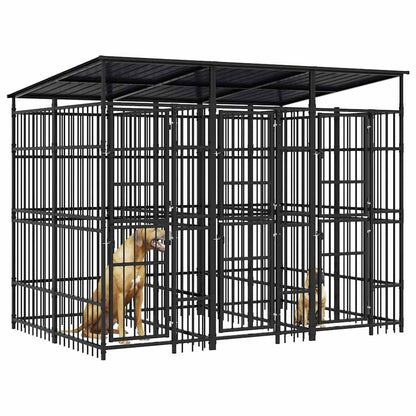 Outdoor Dog Kennel with Roof Steel 5.53 m²