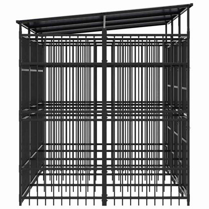Outdoor Dog Kennel with Roof Steel 5.53 m²
