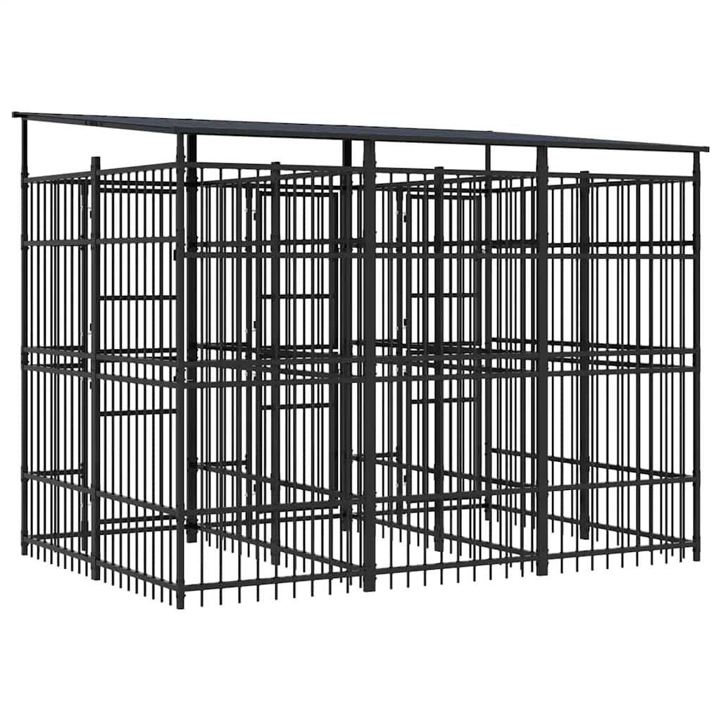 Outdoor Dog Kennel with Roof Steel 5.53 m²