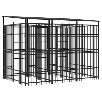 Outdoor Dog Kennel with Roof Steel 5.53 m²