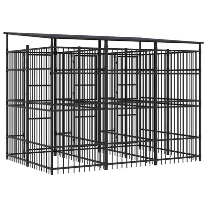 Outdoor Dog Kennel with Roof Steel 5.53 m²