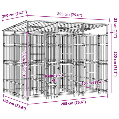 Outdoor Dog Kennel with Roof Steel 5.53 m²