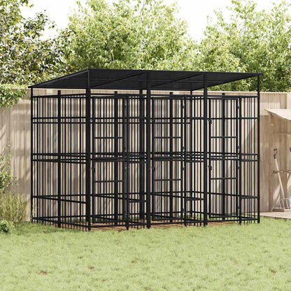 Outdoor Dog Kennel with Roof Steel 5.53 m²